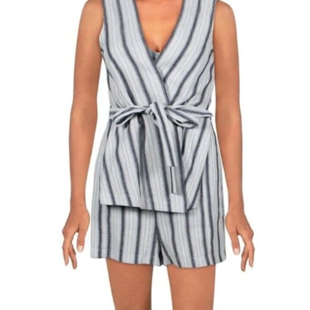 BCBG Max Azria Lexxi Belted Striped Wrap Romper XS NWT